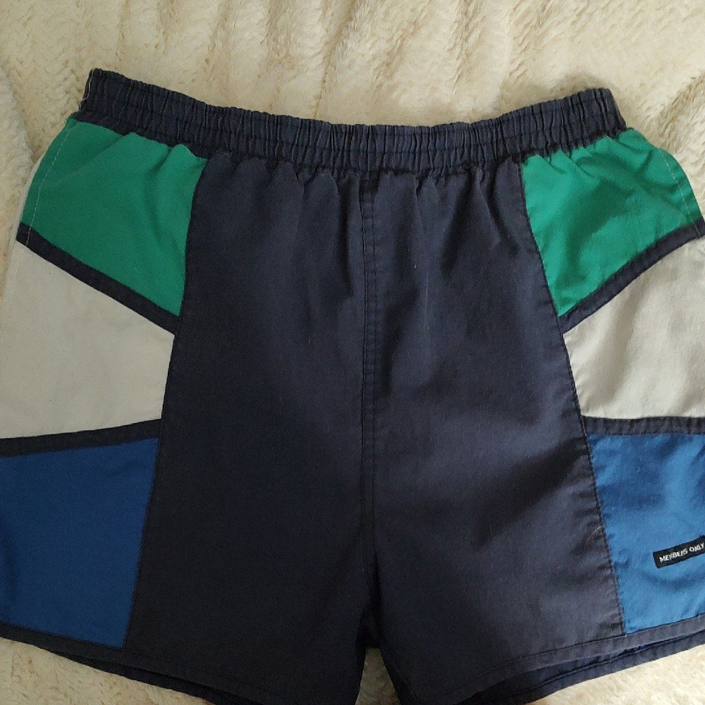 Vintage Members Only Navy and Green Swim Trunks